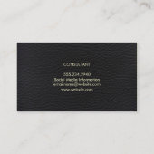 Berufliches, elegantes schwarzes Leder mit fett fo Visitenkarte (Rückseite)