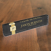 Berufliches elegantes Schwarzes u. Gold mit Namensplakette (Seite)