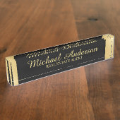 Berufliches elegantes Schwarzes und Gold Namensplakette (Seite)