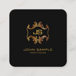 Berufliches elegantes Schwarzes und Goldmodernes Quadratische Visitenkarte
