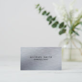 Berufliches elegantes silbernes Metallmodernes Visitenkarte (Stehend Vorderseite)