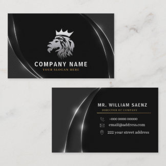 Berufliches, elegantes Silver Lion Logo Visitenkarte