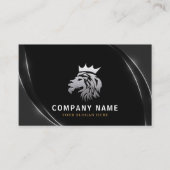 Berufliches, elegantes Silver Lion Logo Visitenkarte (Vorderseite)