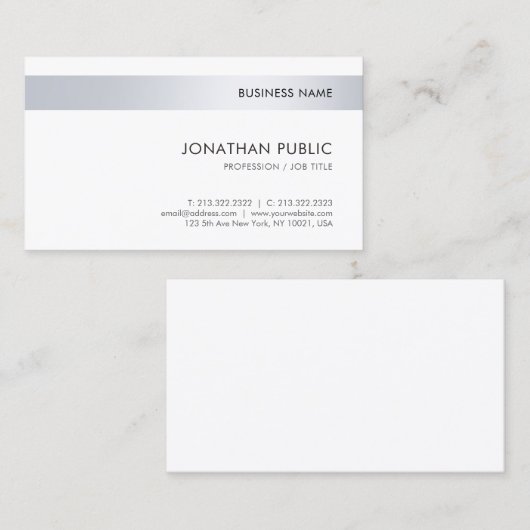Berufliches elegantes Silver Simple Template Visitenkarte (Vorne/Hinten)