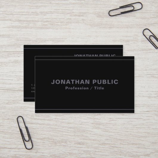 Berufliches elegantes Template Black & Anthracite Visitenkarte (Vorderseite/Rückseite Beispiel)