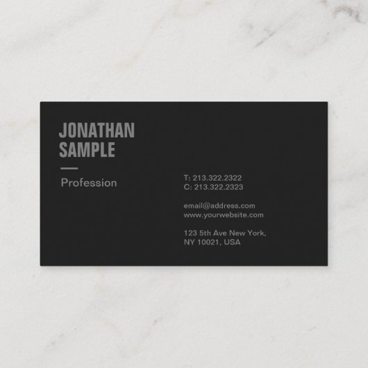 Berufliches elegantes Template Black & Anthracite Visitenkarte (Rückseite)