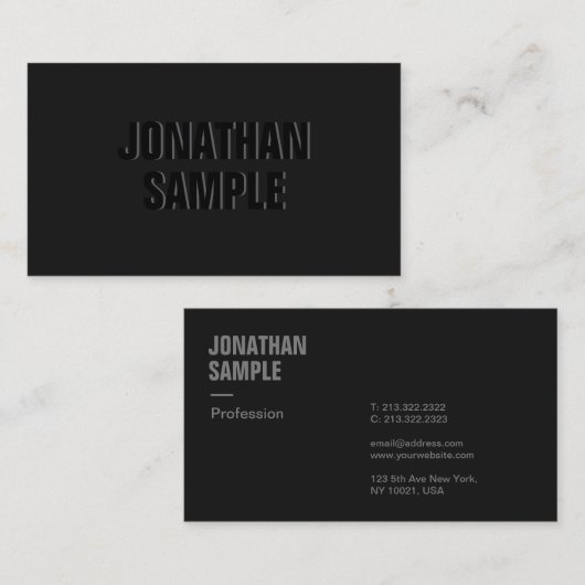 Berufliches elegantes Template Black & Anthracite Visitenkarte (Vorne/Hinten)