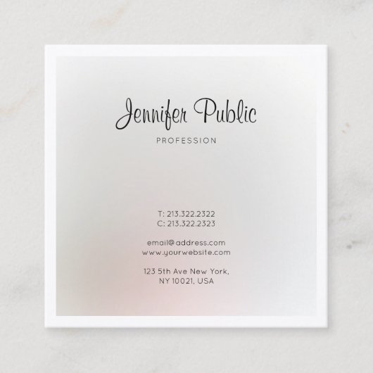Berufliches elegantes Trendy modernes Quadratische Visitenkarte (Vorderseite)