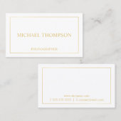 Berufliches elegantes Weiß und Gold Visitenkarte (Vorne/Hinten)