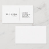 Berufliches elegantes weißes modernes einfaches visitenkarte (Vorne/Hinten)