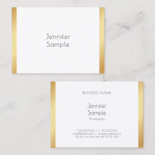 Berufliches ElegantTrendy Template Gold Weiß Visitenkarte (Vorne/Hinten)