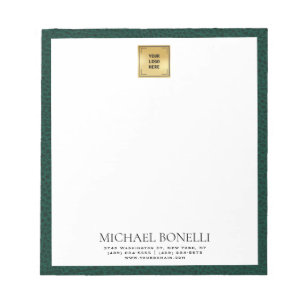 Berufliches Emerald Green Leather Square-Logo Notizblock