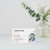 Berufliches Employee Foto weiß rot Real Anwesen Visitenkarte (Stehend Vorderseite)