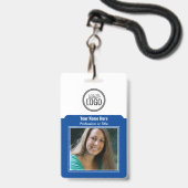 Berufliches Employee Logo Foto Barcode Dunkelblau Ausweis (Vorderseite mit Lanyard)