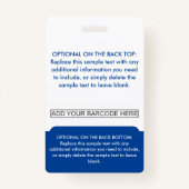 Berufliches Employee Logo Foto Barcode Dunkelblau Ausweis (Rückseite)