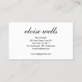 Berufliches, feines Skript, Schwarz und Weiß Visitenkarte (Rückseite)