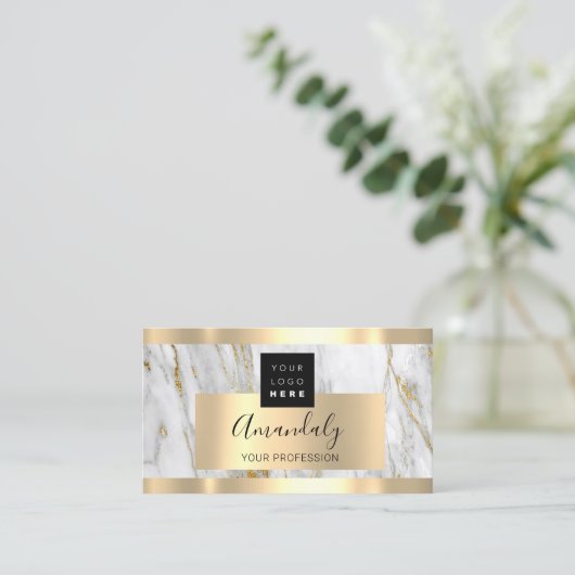 Berufliches Finance Investment Marble Gold-Logo Visitenkarte (Stehend Vorderseite)