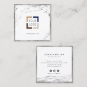 Berufliches Firmenlogo aus Silbermarmor Quadratische Visitenkarte (Vorne/Hinten)