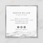 Berufliches Firmenlogo aus Silbermarmor Quadratische Visitenkarte (Rückseite)