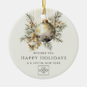 Berufliches Firmenlogo Elegantes Weihnachtsfest Keramik Ornament (Vorne)