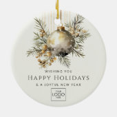 Berufliches Firmenlogo Elegantes Weihnachtsfest Keramik Ornament (Hinten)