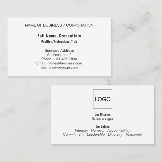 Berufliches Firmenlogo für Schwarz, Weiß Visitenkarte (Vorne/Hinten)