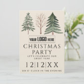 Berufliches Firmenlogo Minimalistisch Weihnachtsfe Einladung (Stehend Vorderseite)