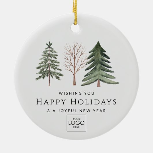 Berufliches Firmenlogo Minimalistisch Weihnachtsfe Keramik Ornament (Hinten)