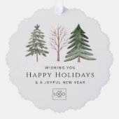 Berufliches Firmenlogo Minimalistisch Weihnachtsfe Ornament Karte (Vorderseite)