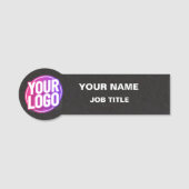 Berufliches Firmenlogo Mitarbeiter schwarzer Stein Namensschild (Vorderseite)