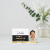 Berufliches Firmenlogo QR Black Gold Visitenkarte (Stehend Vorderseite)