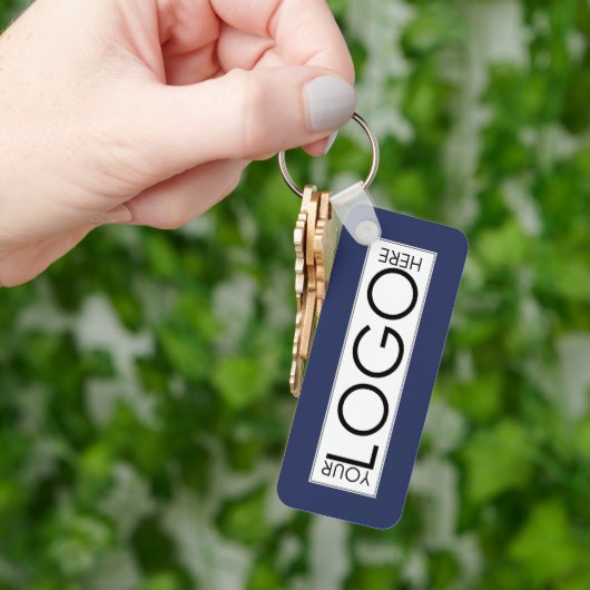 Berufliches Firmenlogo - QR-Code blau Schlüsselanhänger (Hand)