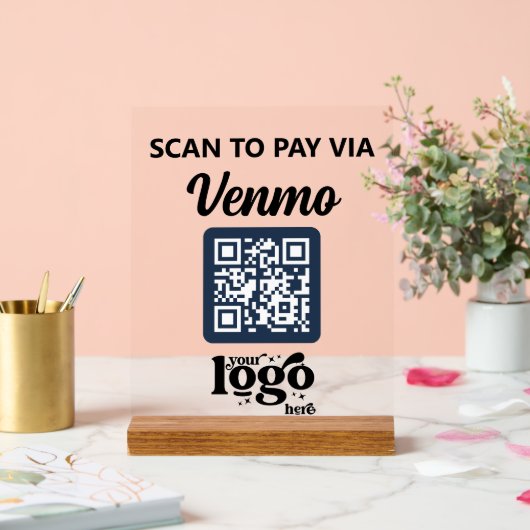 Berufliches Firmenlogo QR Code Business Blue Acrylschild (Hochzeit)