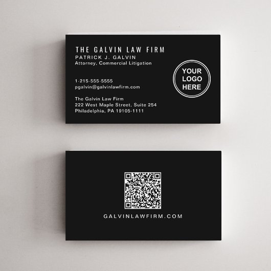 Berufliches Firmenlogo QR-Code Mitarbeiter Schwarz Visitenkarte