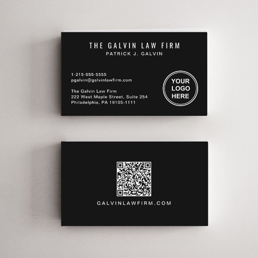 Berufliches Firmenlogo QR-Code Mitarbeiter Schwarz Visitenkarte