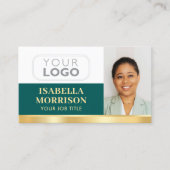 Berufliches Firmenlogo QR Green Gold Visitenkarte (Vorderseite)