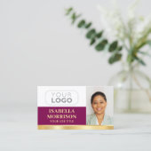 Berufliches Firmenlogo QR Plum Gold Visitenkarte (Stehend Vorderseite)