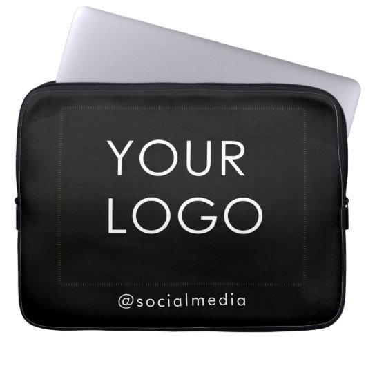 Berufliches Firmenlogo Schwarz Laptopschutzhülle (Vorderseite)