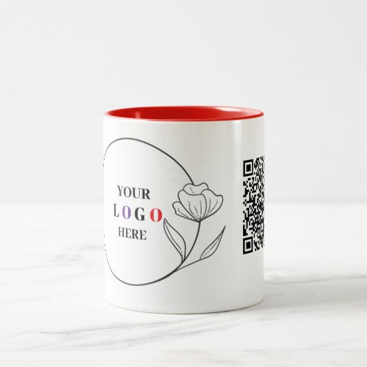 Berufliches Firmenlogo und QR-Tasse Zweifarbige Tasse (Mittel)