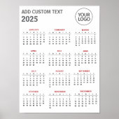 Berufliches Firmenlogo und Text-Kalender 2025 Poster (Vorne)