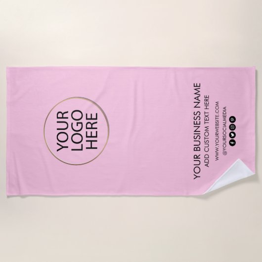 Berufliches Firmenlogo und Textfirma rosa Strandtuch (Vorderseite)