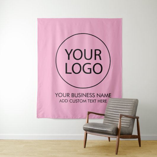 Berufliches Firmenlogo und Textfirma rosa Wandteppich (Beispiel)