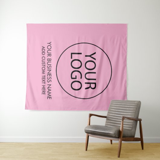 Berufliches Firmenlogo und Textfirma rosa Wandteppich (Beispiel (Horizontal))