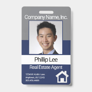 Berufliches Foto Abzeichen - grau / blau Ausweis