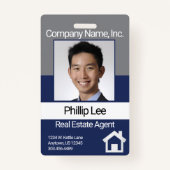 Berufliches Foto Abzeichen - grau / blau Ausweis (Vorderseite)