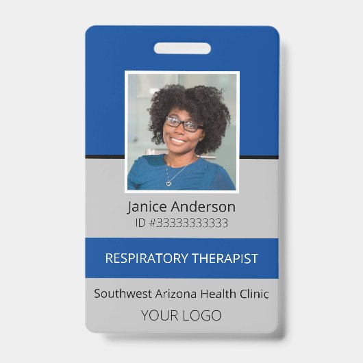 Berufliches Foto Blau und Grau Sicherheit der Mita Ausweis (Vorderseite)