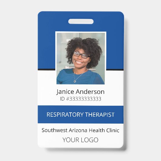 Berufliches Foto Blue Employee ID Abzeichen Ausweis (Vorderseite)