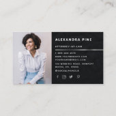 Berufliches Foto des geometrischen Schwarzen Silbe Visitenkarte (Rückseite)