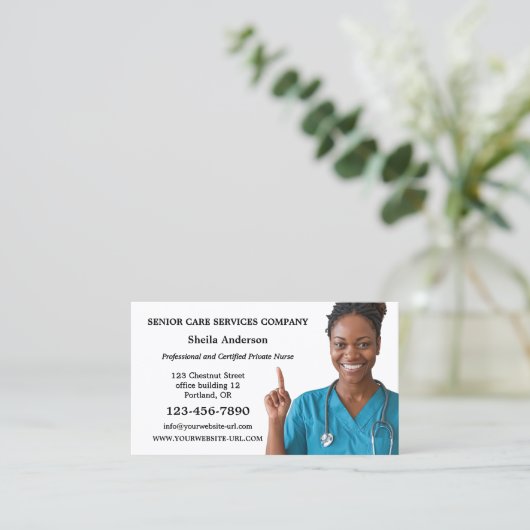 Berufliches Foto für die Betreuung älterer Mensche Visitenkarte (Stehend Vorderseite)