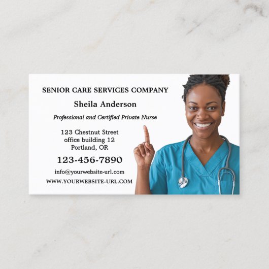 Berufliches Foto für die Betreuung älterer Mensche Visitenkarte (Vorderseite)